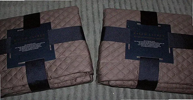 (2) RALPH LAUREN Standard Pillow Shams "RL Quilted Sateen Argyle" /GRAPHITE GRAY