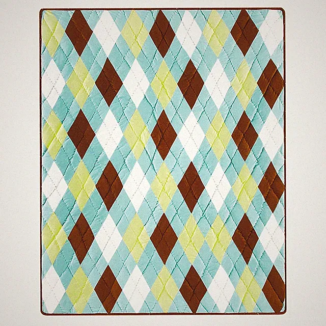 Argyle Aqua Cotton Quilted 50" x 60" Throw Blanket