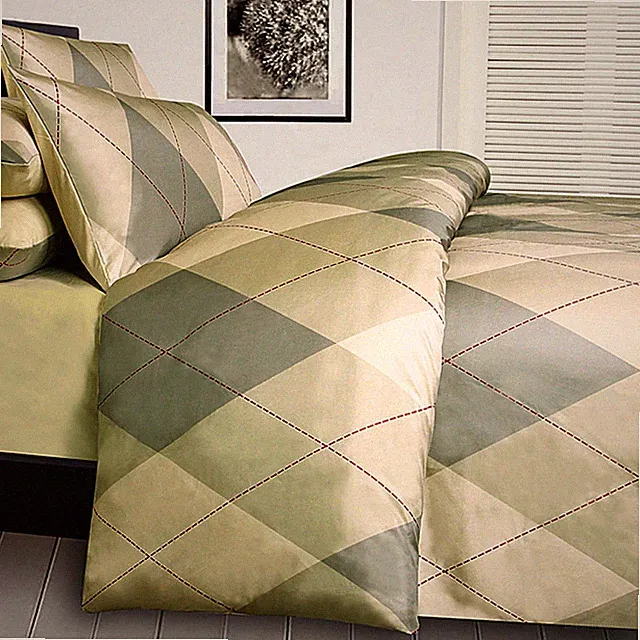 Argyles Beige Quilt Cover Set Single by Big Sleep