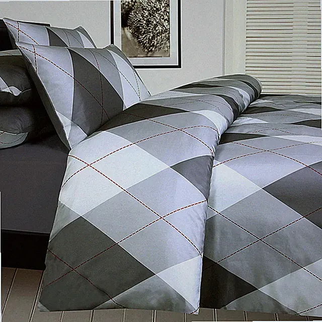 Argyles Black Quilt Cover Set Single by Big Sleep