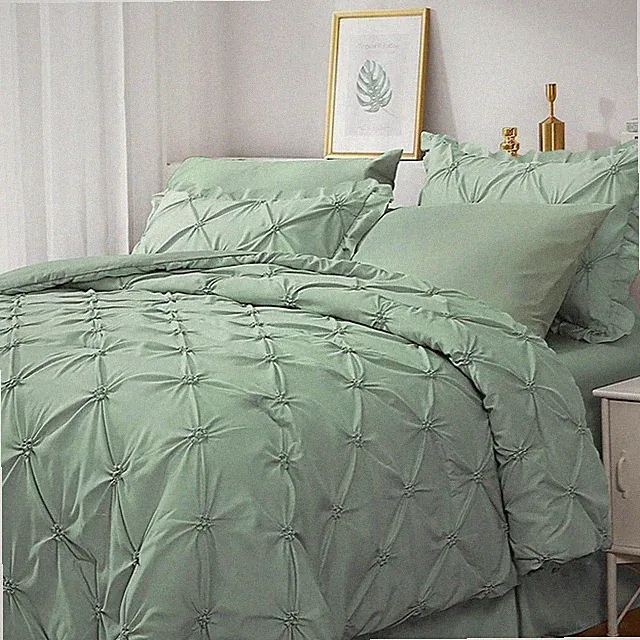 Complete Green King Comforter Set - 7-Piece, Machine Washable Luxury Comfort