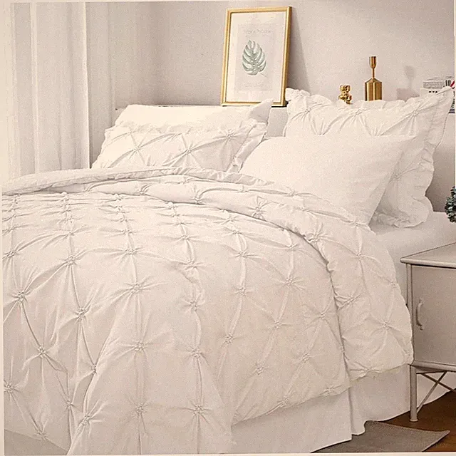 Elegant White Comforter Set - 5 Piece Bedding Bundle