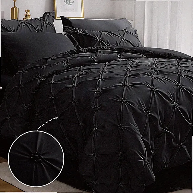 JOLLYVOGUE King Size Comforter Set 7 Pieces, Black Bed King(102"x 90")