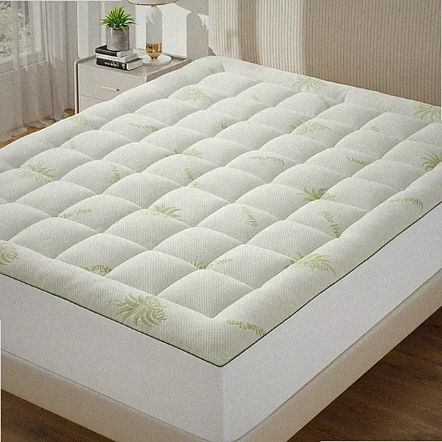 Mattress Topper Queen Size Pillow Top - Aloe Vera Blend Extra Thick Padded Ma...