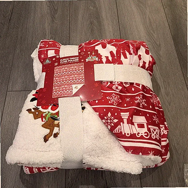 New Disney Store Mickey Minnie Mouse Holiday Fleece Plaid Throw 50 x 60