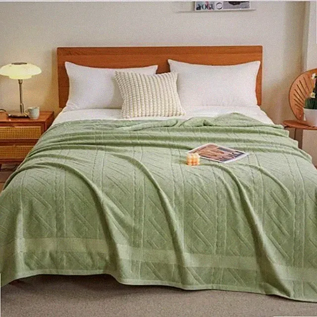 pure cotton blanket solid color breathable towel blankets bed cover thin China