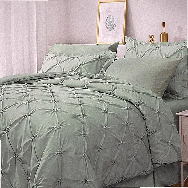 Queen Comforter Set 7 Pieces, Green Bed in a Bag Comforter Set for Bedroom, Bedd