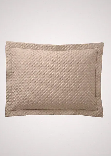 RALPH LAUREN $145 Quilted Sateen Argyle Luxury Standard Sham 20" X 28" Sand