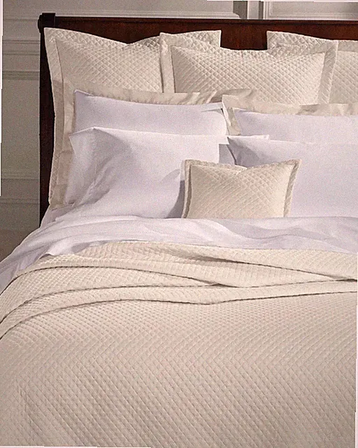 Ralph Lauren 300 TC Quilted Sateen Argyle Parchment King Sham $185 NIP