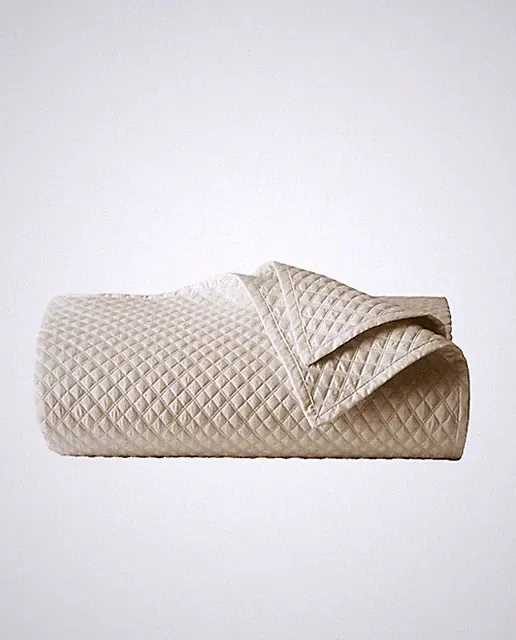 Ralph Lauren Argyle Organic Sateen Quilt Coverlet Blanket Full/Queen Sand $400
