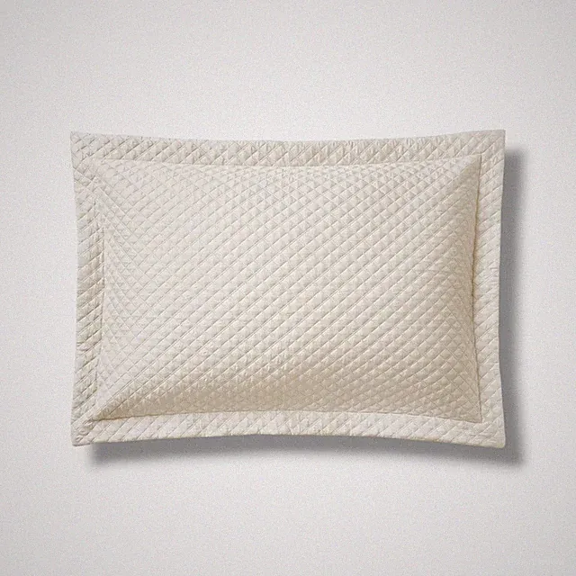 Ralph Lauren Ivory RL Quilted Sateen Argyle Sham King