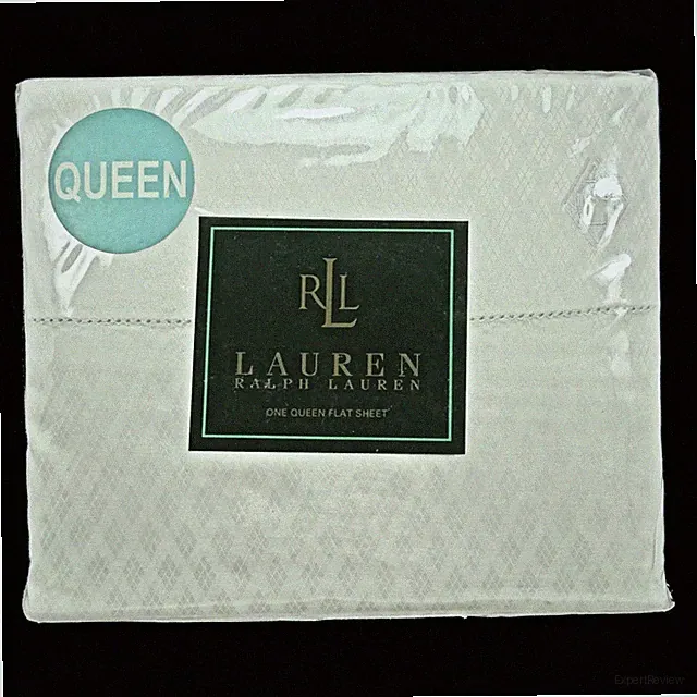 Ralph Lauren Queen FLAT Sheet Wiltshire Argyle NEW 100% Cotton Off White Ivory
