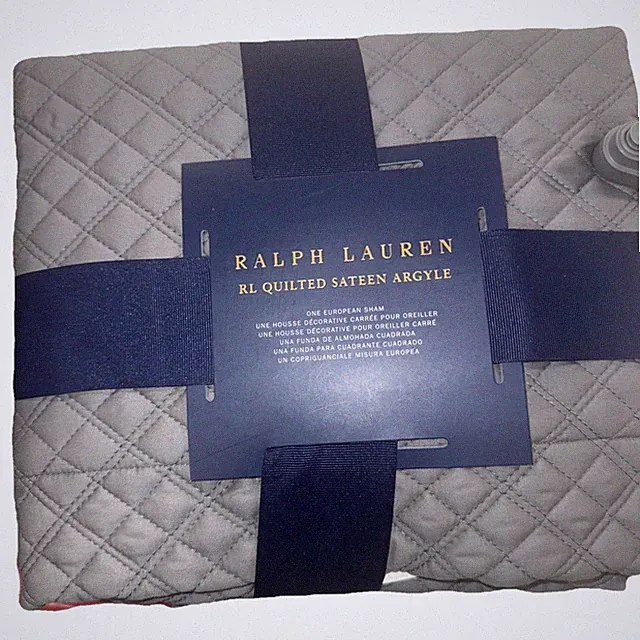 RALPH LAUREN Quilted Sateen Argyle One European Sham 26 x 26 Graphite $185
